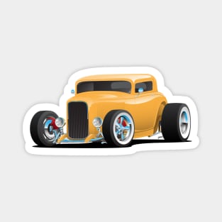 Classic American Yellow 32 Hotrod Car Illustration Magnet