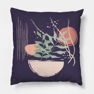 Abstract shapes dots and lines tropical leaves earth colors digital design illustration Pillow