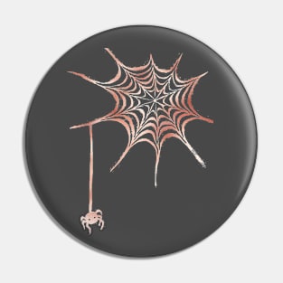 Rose gold spider in spiderweb Pin