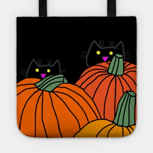 Back Print Two Cats in the Pumpkin Patch Tote