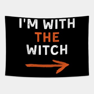 Mens I'm With The Witch Halloween Couple Matching Costume Funny Tapestry