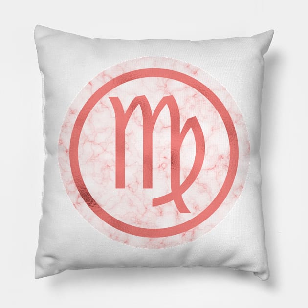 Living Coral Marble Zodiac - Virgo Pillow by BiscuitSnack