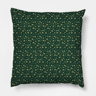 Small White Flowers In Green Background Abstract Pillow