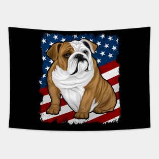 Bull Dog American Flag Tapestry