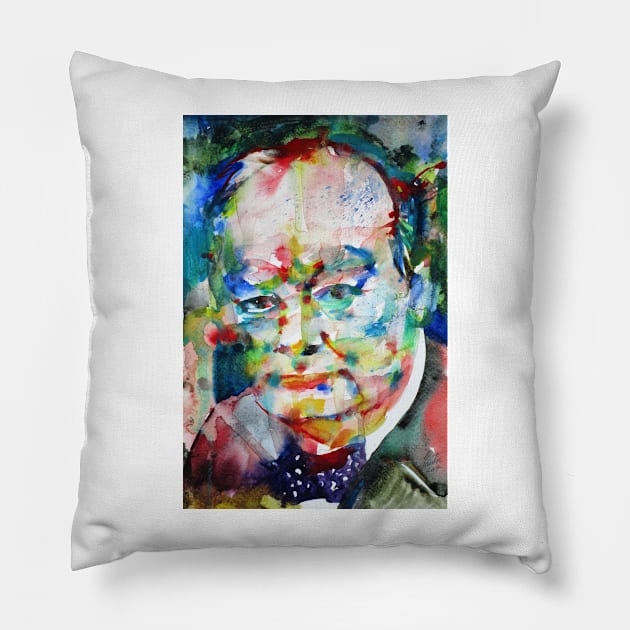 WINSTON CHURCHILL - watercolor portrait .2 Pillow by lautir