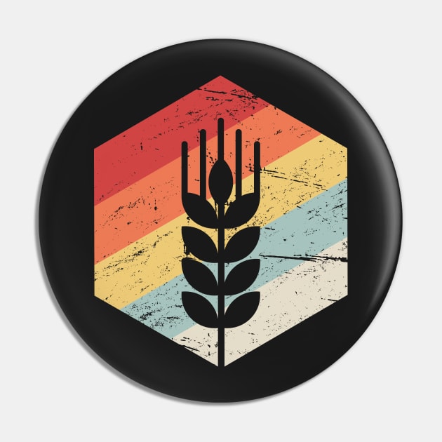 Retro Vintage Wheat Grain Farmer Icon Pin by MeatMan