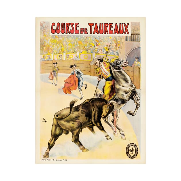 COURSE DE TAUREAUX Paris French Bull Fighting Performance Poster by Cândido de Faria 1907 by vintageposters