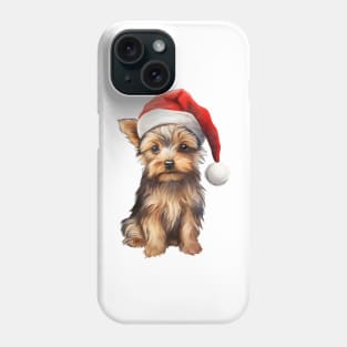 Yorkshire Terrier Dog in Santa Hat Phone Case