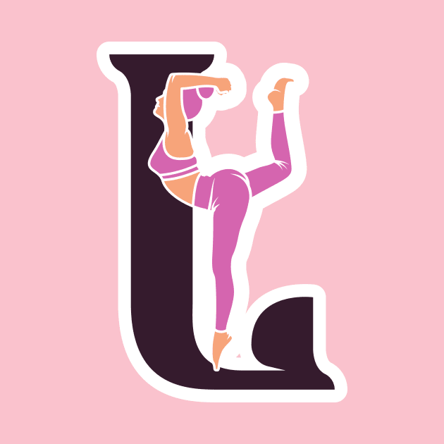 Sports yoga women in letter L Sticker design vector illustration. Alphabet letter icon concept. Sports young women doing yoga exercises with letter L sticker design logo icons. by AlviStudio