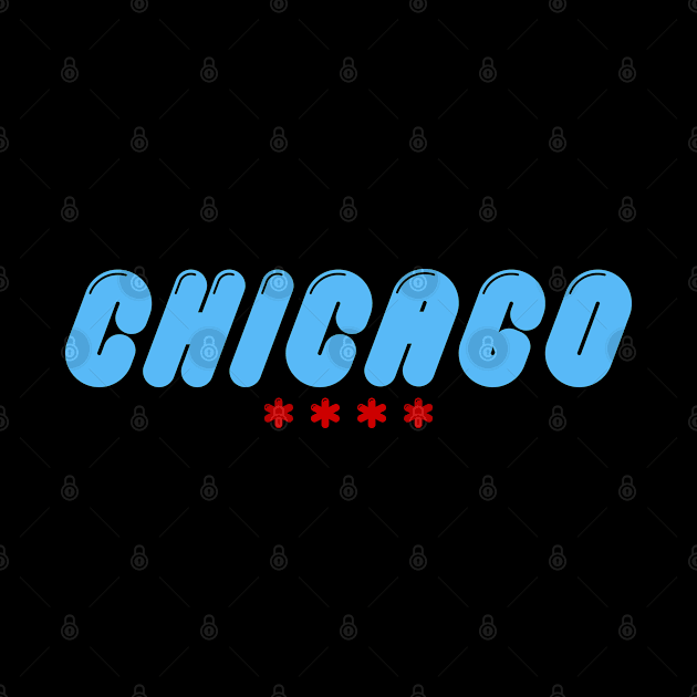 Chicago Bubble Letters Chicago Flag Colors and Stars by LaBearDod