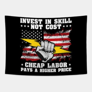 US American Flag Labor Day Patriotic Union Worker Tapestry