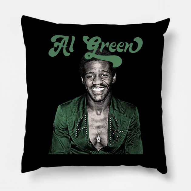 Al Green Retro 70s Style Fan Art Design Pillow by Kinanti art