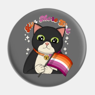 Kiss More Girls Lesbian Pride Cat Pin