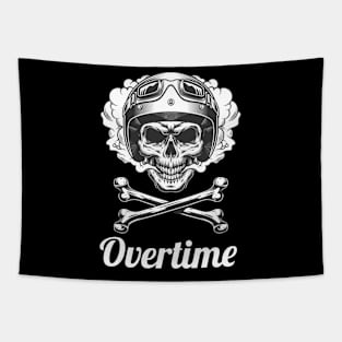 Overtime / Vintage Skull Style Tapestry