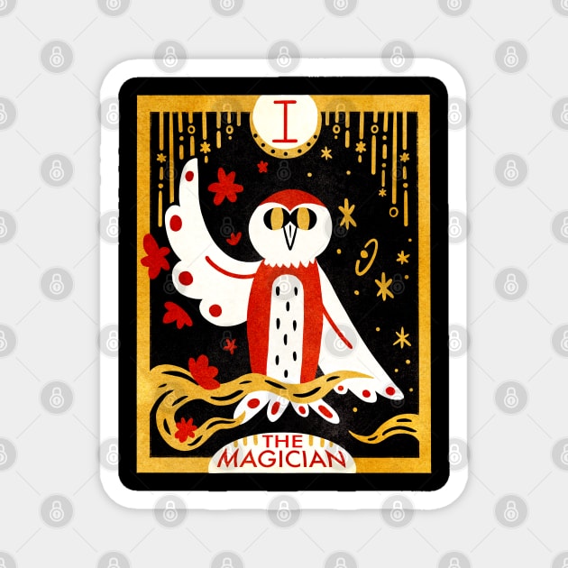 Magician Barn Owl Tarot Card Magnet by narwhalwall