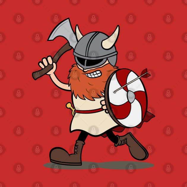 Viking Berserker Cartoon (Player 2 / Red) by Koyaanisqatsian