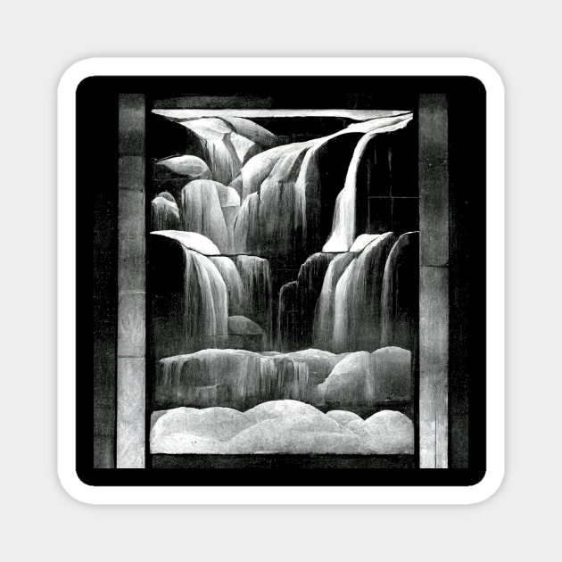 Frank Lloyd Wright Arts and Crafts Stained Glass Waterfall Magnet by Moon Art