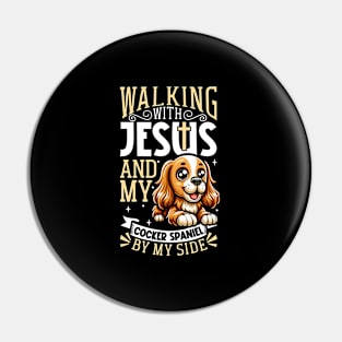 Jesus and dog - English Cocker Spaniel Pin