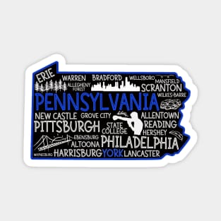 York Pennsylvania cute map, Erie, Bethlehem, Scranton, Lancaster, Levittown, Harrisburg Magnet