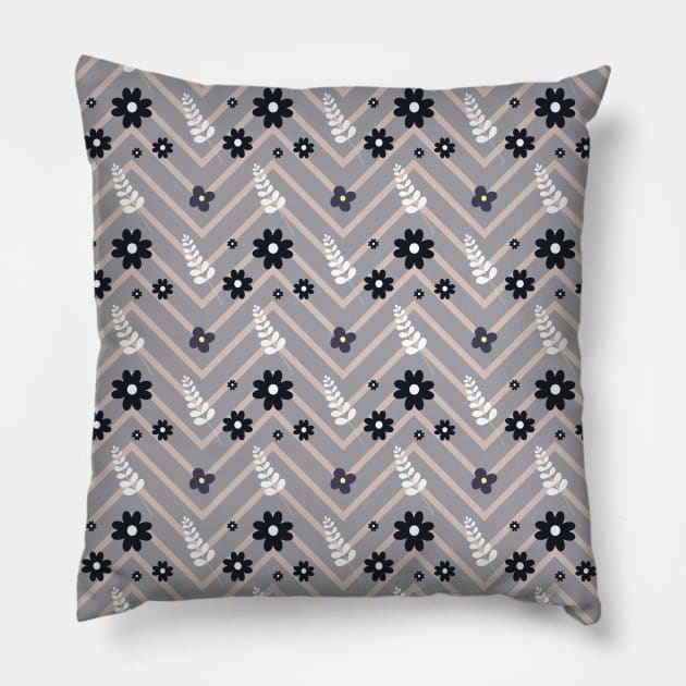 Mountain Ash Collection - Florals and Chevrons 2 Pillow by Missing.In.Art