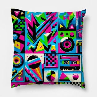 Abstract Colorful 90s Pattern Pillow