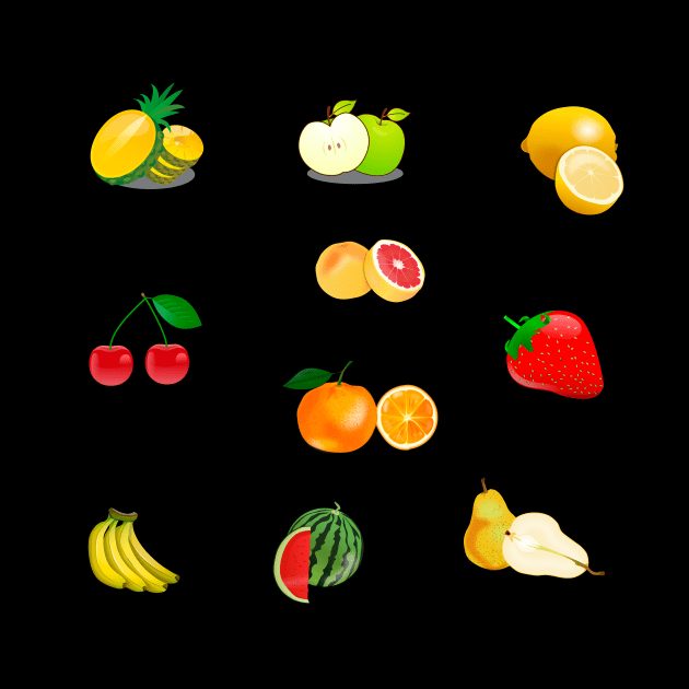 Mixed colourful Fruit - Graphic designs by cmartwork