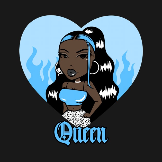 Queen Doll girl Light Blue-Heart V1 by Just In Tee Shirts