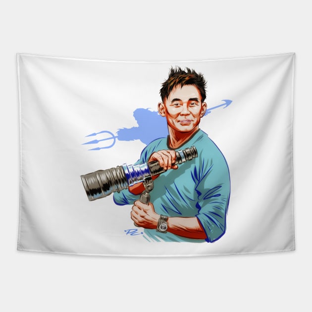 James Wan - An illustration by Paul Cemmick Tapestry by PLAYDIGITAL2020