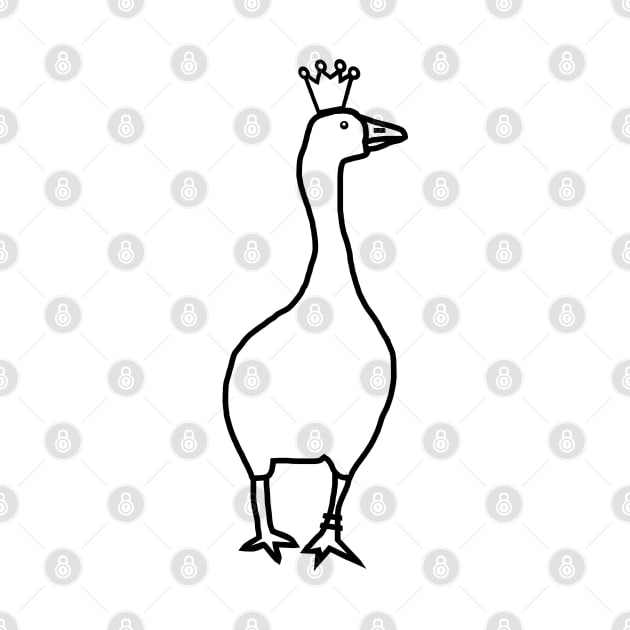 Goose Wears Stolen Crown Minimal Line Drawing by ellenhenryart