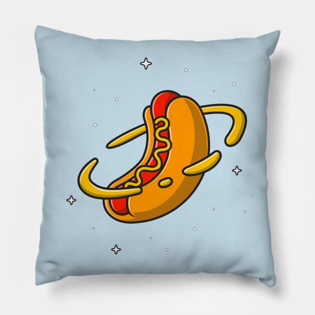 Hotdog Planet Cartoon Pillow by Catalyst Labs