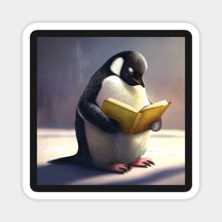 Penguin Peacefully Reading a Book Magnet