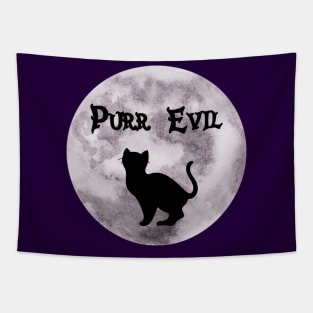 Purr Evil Moon Black Cat Tapestry