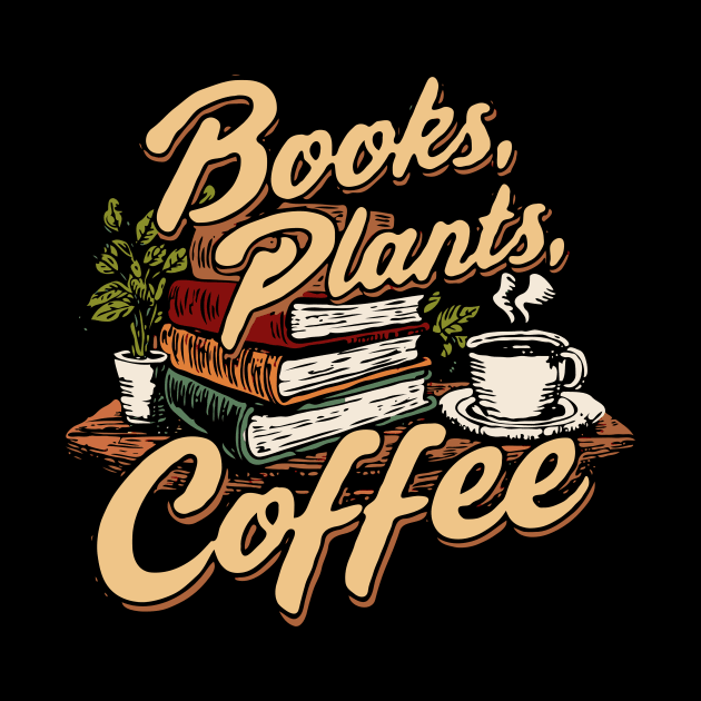 Books Plants Coffee, Funny Retro by Chrislkf