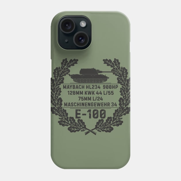 German tank E-100 in a wreath of oak leaves Phone Case by FAawRay