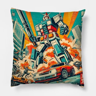 Retro Robot Car Crash Pillow