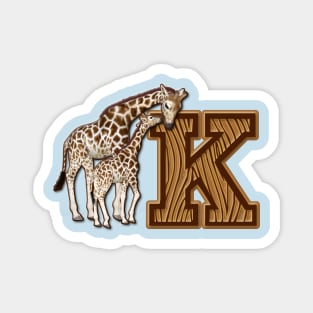 Mom and Baby Giraffe Monogram K Magnet