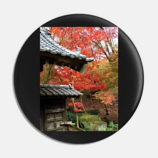 Japanese Gate and Red Maple Trees Pin