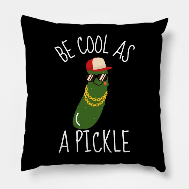 Be Cool As A Pickle Funny Pillow by DesignArchitect