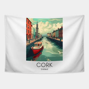 A Vintage Travel Illustration of Cork - Ireland Tapestry