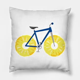 Bicycle With Fresh Pineapple Slice Rings Wheels Pillow