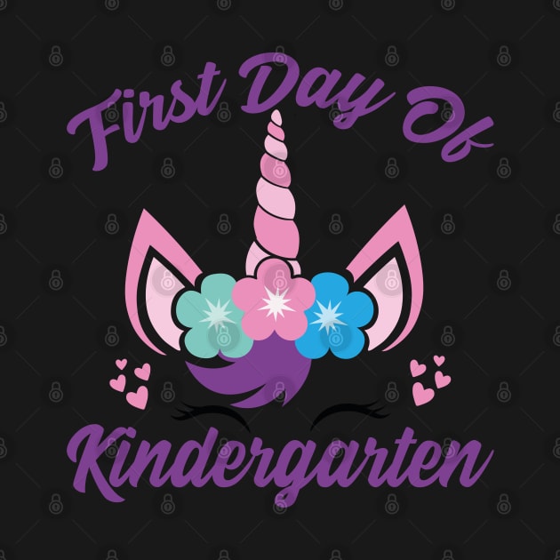 Unicorn With Purple Text | First Day of Kindergarten by Estrytee