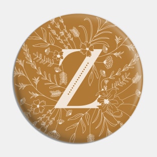 Botanical Letter Z (Mustard Yellow) Pin