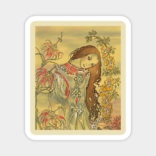 Pre-Raphaelite Girl 2 (yellow) Magnet