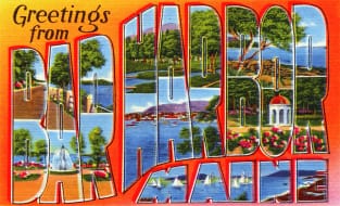 Greetings from Bar Harbor Maine, Vintage Large Letter Postcard Magnet