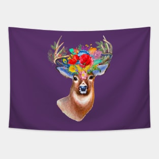 Woodland wildflower stag Tapestry