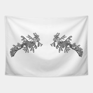 Leafy Seadragons in Love - animal design - on white Tapestry