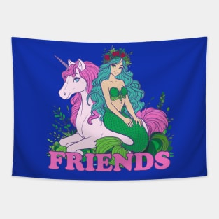 Mermaid and Unicorn: Friends Tapestry