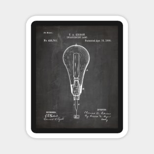 Edison Lamp Patent - Housewarming Home Hallway Entry Décor Art - Black Chalkboard Magnet