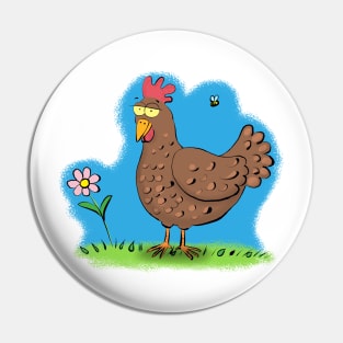 Funny farmyard chicken cartoon Pin