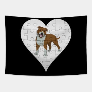 Staffordshire Bull Terrier Heart Jigsaw Pieces Design - Gift for Staffordshire Bull Terrier Lovers Tapestry